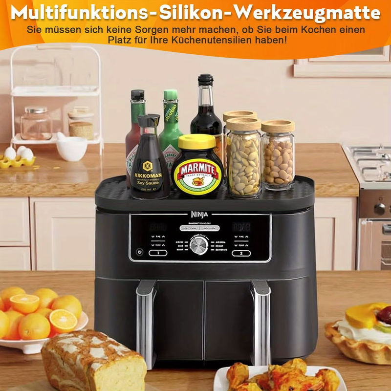 Multifunktionale Silikonmatte für Ninja Heißluftfritteusen, Staubdichte Unterlage in Schwarz - Bild 5