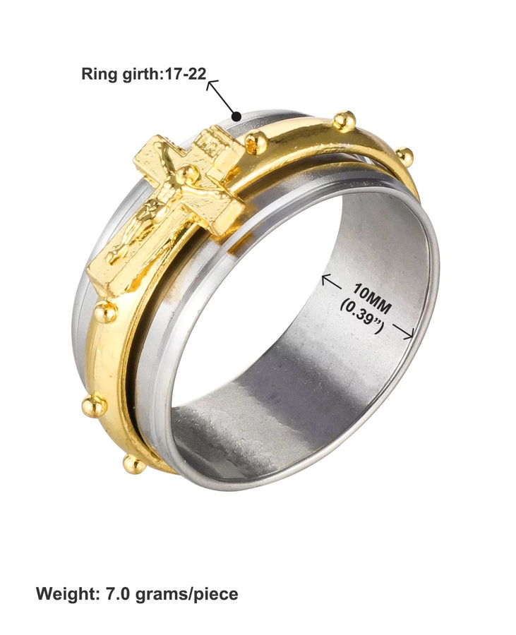 diyalo Ring, Edelstahl, drehbarer Kruzifix Jesus Kreuz, Herren - Bild 3