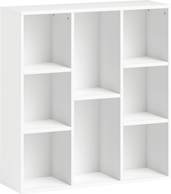 HOMCOM Bücherregal in Weiß mit 8 Fächern, 2-stufiges Aufbewahrungsregal für Wohnzimmer, Schlafzimmer und Büro, B/T/H: 74,3 x 24 x 80 cm - Bild 1