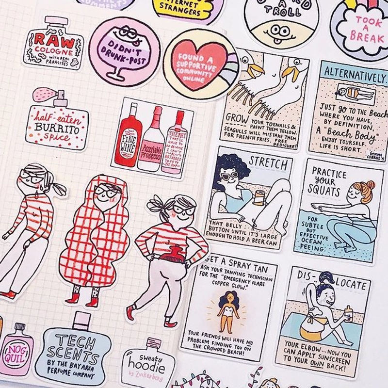 BLINGIRD Sticker Set mit 23 Stück, mehrfarbige Cartoon Aufkleber für Handbuch und Scrapbooking, wasserfestes Design für Teenager - Bild 1