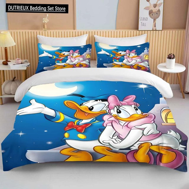 Disney Donald und Daisy Duck Bettwäsche-Set aus Mikrofaser, Blau, 3-teilig, B/H: 140 x 200 cm - Bild 1