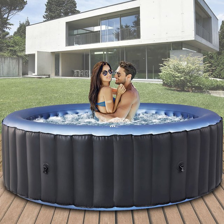 MSpa Whirlpool Comfort Bergen C-BE041 aufblasbarer Outdoor-Whirlpool für 4 Personen in Anthrazit und Blau