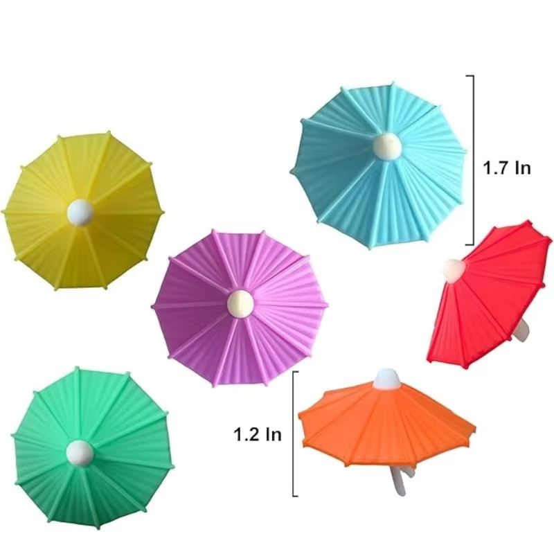 SUNFILI Regenschirm-Silikon-Weinglas-Marker in Multicolor für Party und Hochzeit - Bild 2