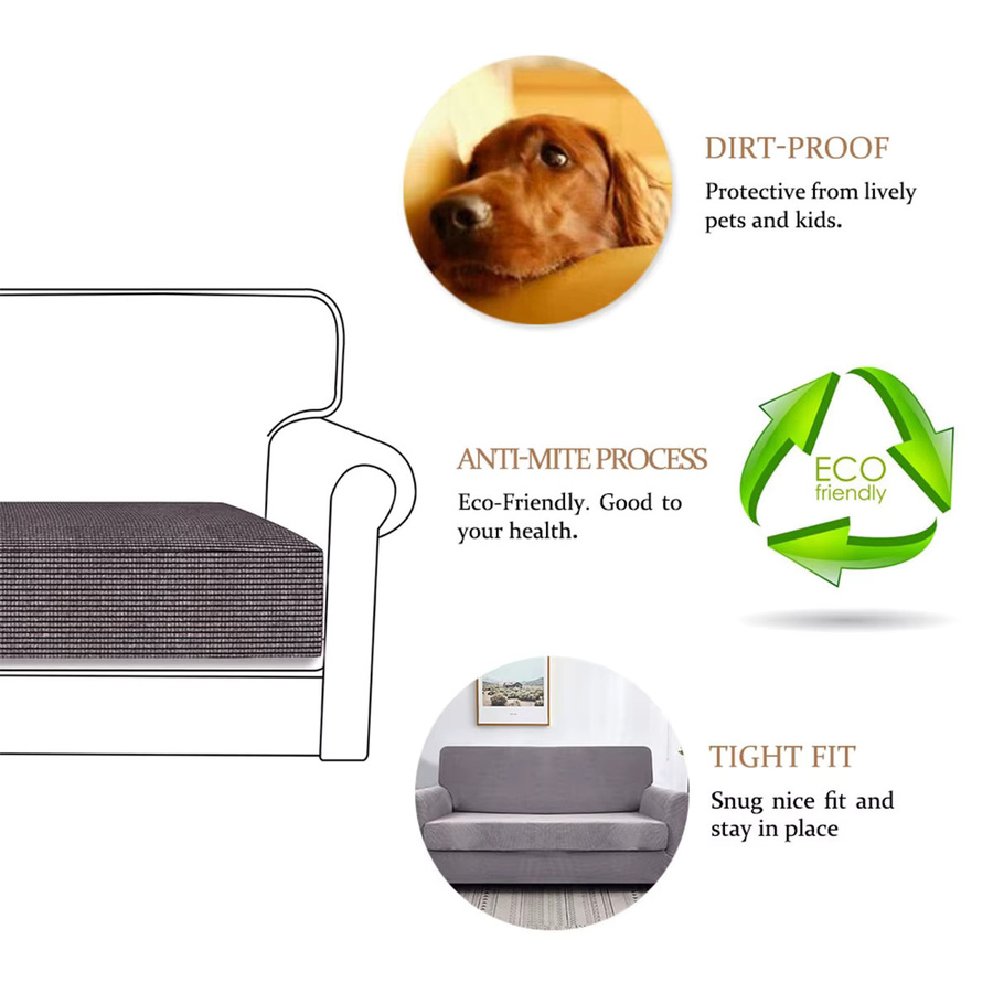 Willstar Sofa-Schonbezug aus elastischem Spandex-Stoff für Zwei- bis Drei-Personen-Sofas in Schwarz und Grau - Bild 4