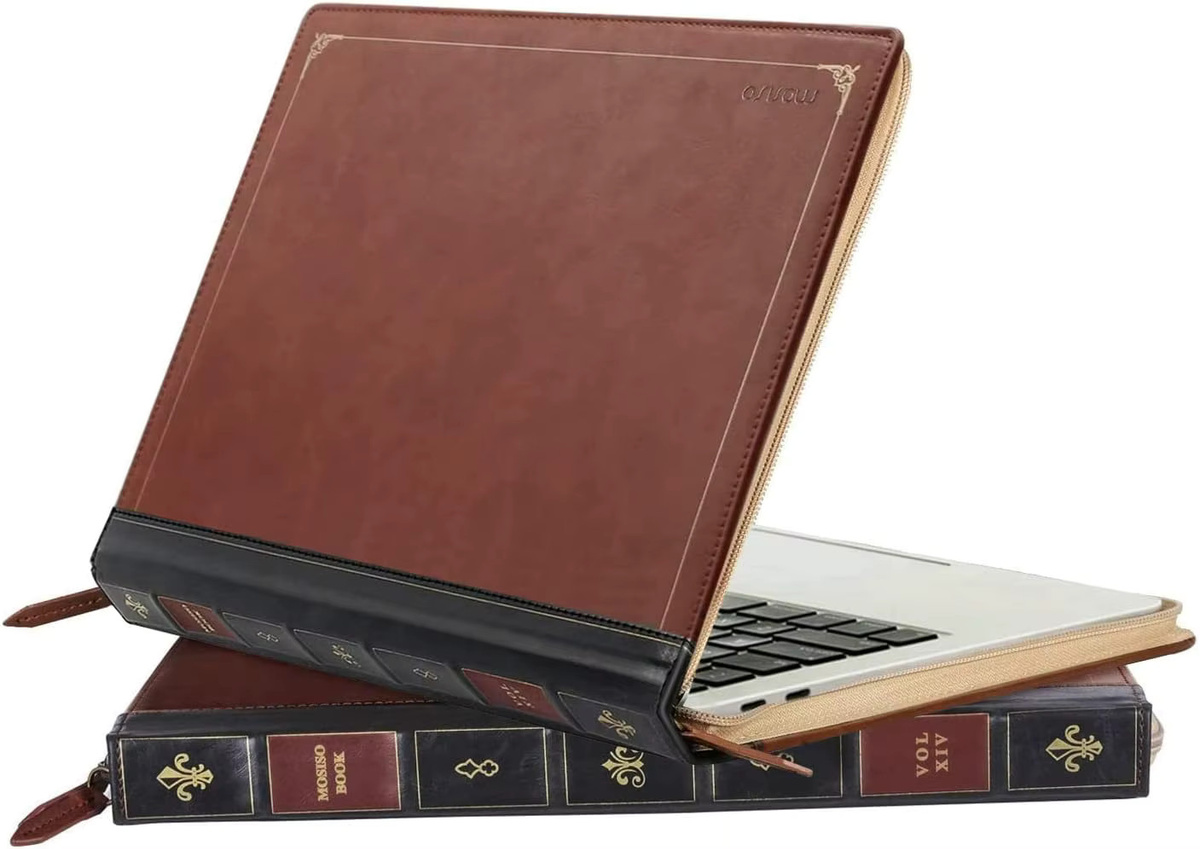 MOSISO Laptop-Hülle aus PU-Leder im Vintage-Portfolio-Stil für MacBook Air 13 Zoll, MacBook Pro 14 Zoll und MacBook Pro 16 Zoll, Farbe: Braun - Bild 5