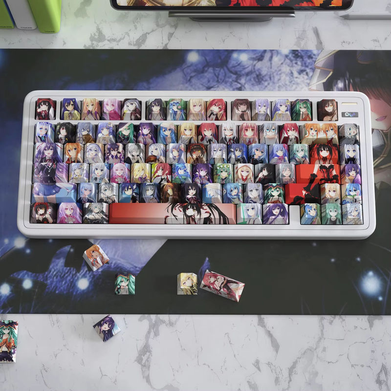 Anime Cartoon Keycaps aus PBT in Cherry Profil mit Side-Print für MX-Schalter, Mehrfarbig - Bild 3