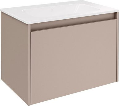Fackelmann Waschplatz-Set Compact Line in Kaschmir Grau, Wandmontage mit Soft-Close-Türen und Keramikwaschbecken, B/H/T: 71,0 x 51,5 x 46,5 cm - Bild 1