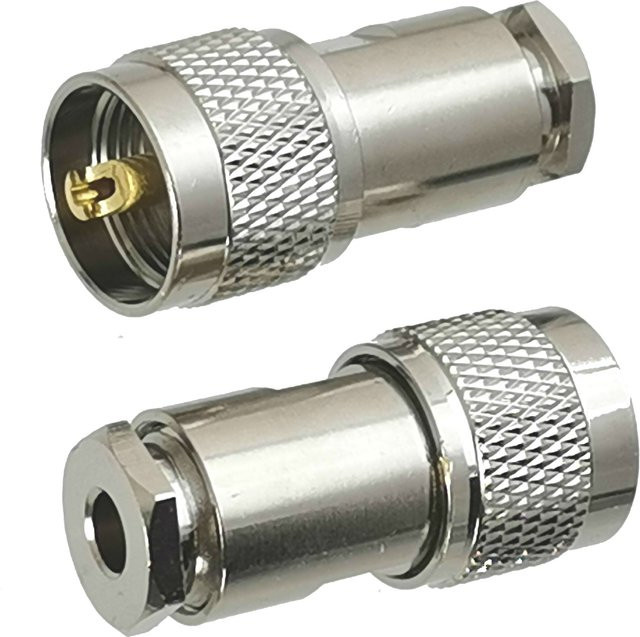 UHF PL259 Koaxialstecker Klemme für RG58 RG142 LMR195 RG400 Kabel aus Messing in Gold oder Silber - Bild 1