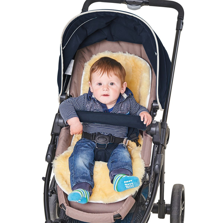Fellhof Lammfell-Einlage für Kinderwagen aus 100% Merino-Lammfell, Farbe: Creme, B/T: 37 x 77 cm - Bild 2