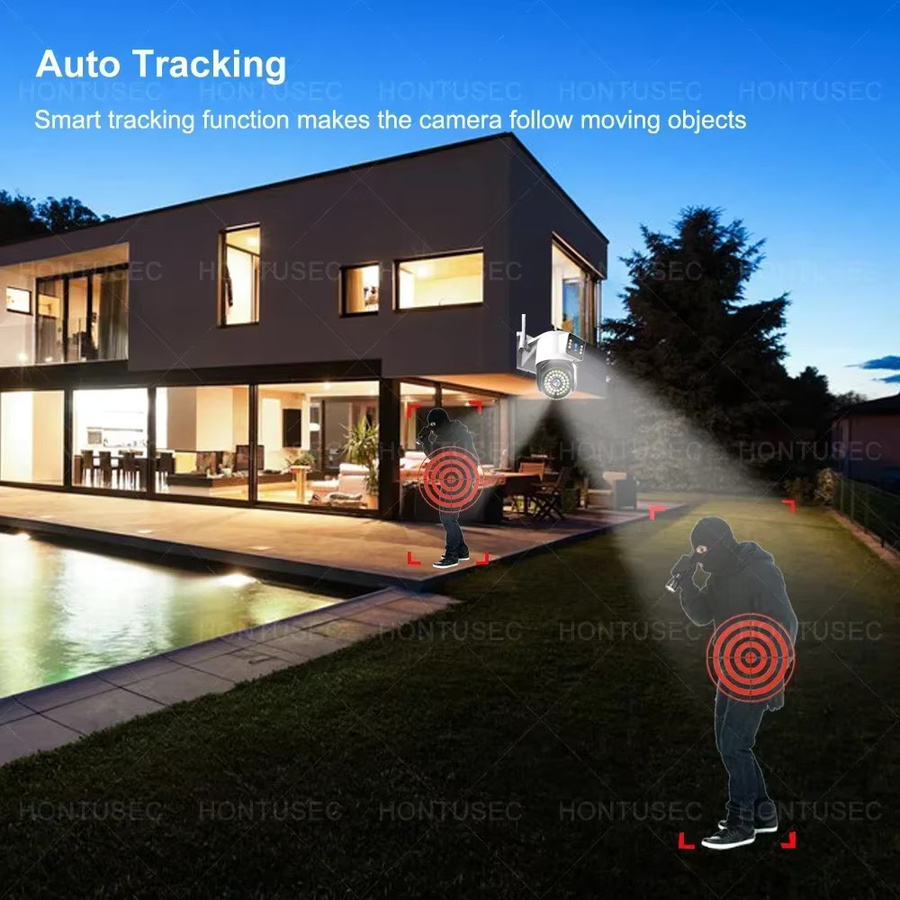 Yoosee 4K 8MP Dual-Lens Sicherheitskamera mit Dual-Bildschirm, Farbe-Nachtsicht, Auto-Tracking und Zwei-Wege-Audio, wasserdicht, Farbe: Weiß - Bild 4