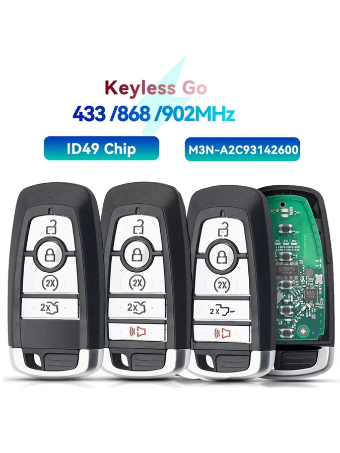 Keyyou Auto Fernbedienung Schlüssel für Ford Mondeo Mustang Fusion F-250 F-350 F-450 F-550 in Schwarz, 868/902MHz, ID49, 434 M3N-A2C93142600 - Bild 3