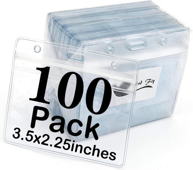 100er-Pack transparente Ausweishalter aus Kunststoff für horizontale Ausweise - Bild 1