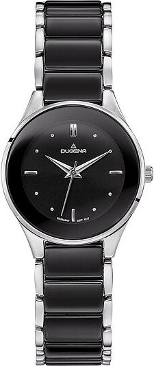 Dugena Armbanduhr Damen, Quarz, Edelstahl, Schwarz, Eckig - Bild 1