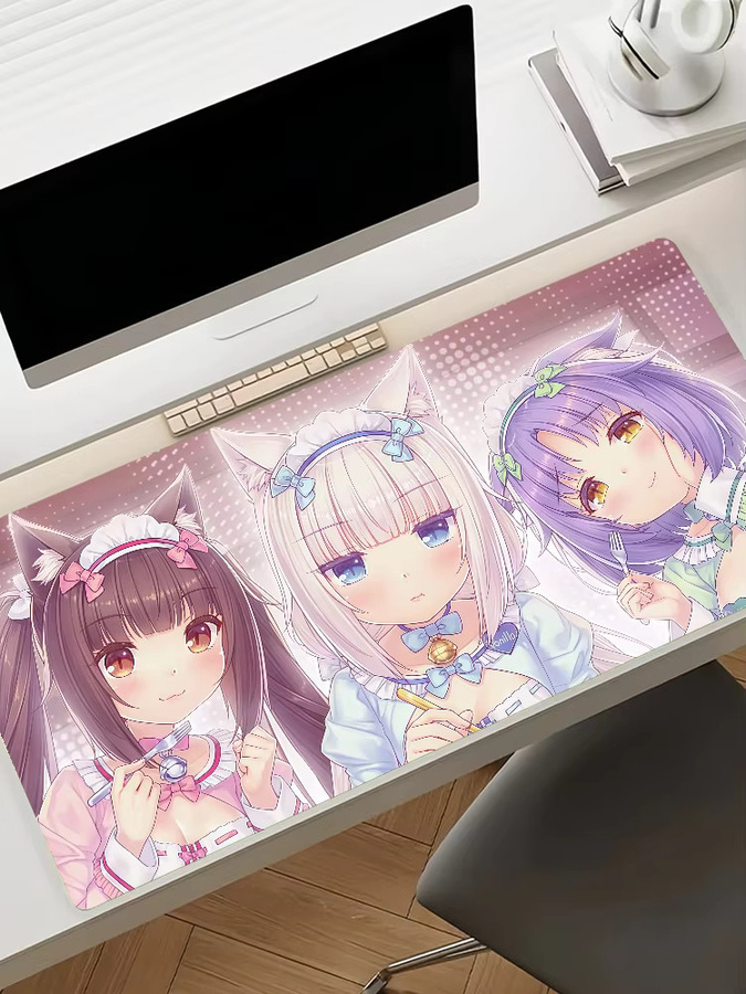 Anime N-NekoparaES XXL Mauspad in Multicolour, rutschfeste Schreibtischunterlage aus Gummi für PC und Laptop - Bild 6