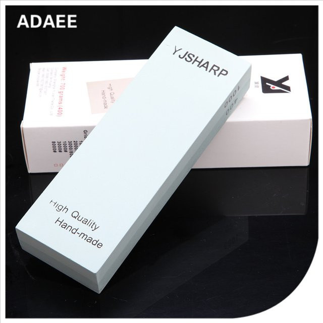 Adaee Doppelseitiger Schleifstein für Haushaltsmesser, Körnung 400/1000, Weiß, B/H/T: 7,1 x 2,4 x 1,1 cm - Bild 1