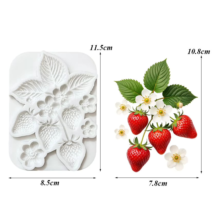HANDLIFE Erdbeerblüten-Silikonform für Zuckerguss und Fondant in Grau und Weiß - Bild 4