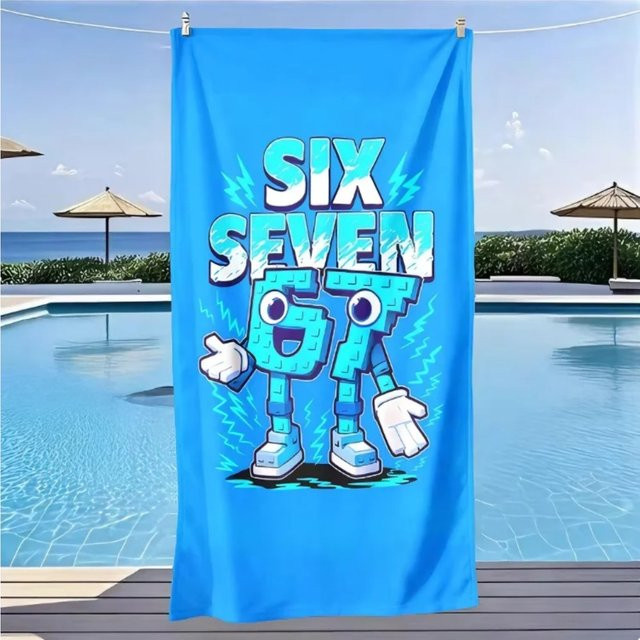 SIX SEVEN Strandtuch Graffiti Style in Blau, großes sandfreies und schnell trocknendes Mikrofaser-Handtuch - Bild 1