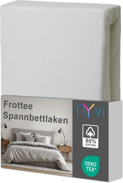 NYVI DreamScience Frottee Spannbettlaken in Weiß für Boxspringbetten B/T: 180 x 200 cm, Höhe: 220 cm + 40 cm - Bild 1