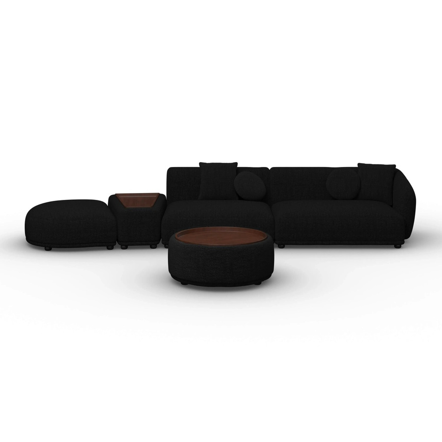 Bessagi Home Wohnlandschaft Kira L-Form in Schwarz mit Chenille-Stoff und Scatter-Kissen - Bild 2