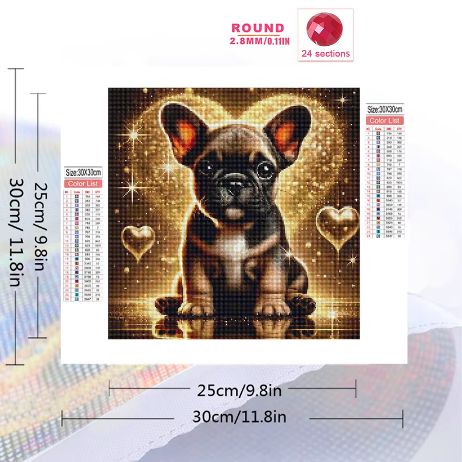 Momoart Hund Diamantmalerei DIY Mosaik Set für Anfänger, Mehrfarbig, Rund - Bild 2