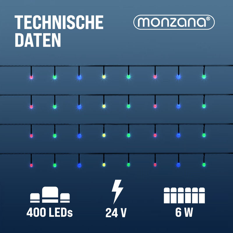 Monzana LED Weihnachts-Lichterkette Mehrfarbig mit Fernbedienung, Timer und Dimmfunktion, 40 m - Bild 3
