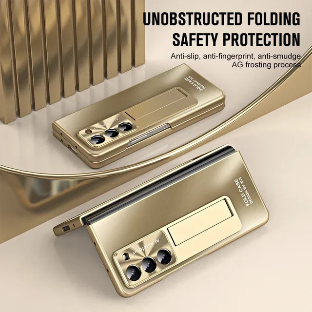 Stoßfeste Ständerabdeckung mit Beschichtungsscharnier und mattem Full Screen Protector für Samsung Galaxy Z Fold 6 5 4 3 5G in Gold - Bild 1