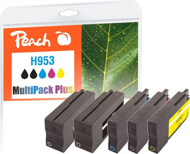 Peach Druckerpatronen Set für HP 953, 5er Pack (2x Schwarz, Cyan, Magenta, Gelb), wiederaufbereitet, kompatibel mit HP OfficeJet Pro 8720 - Bild 1