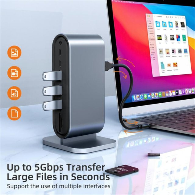MZX 12-in-1 USB-C Dockingstation Typ-C Hub mit HDMI, Ethernet/LAN und USB-Adapter für deinen Laptop - Bild 1
