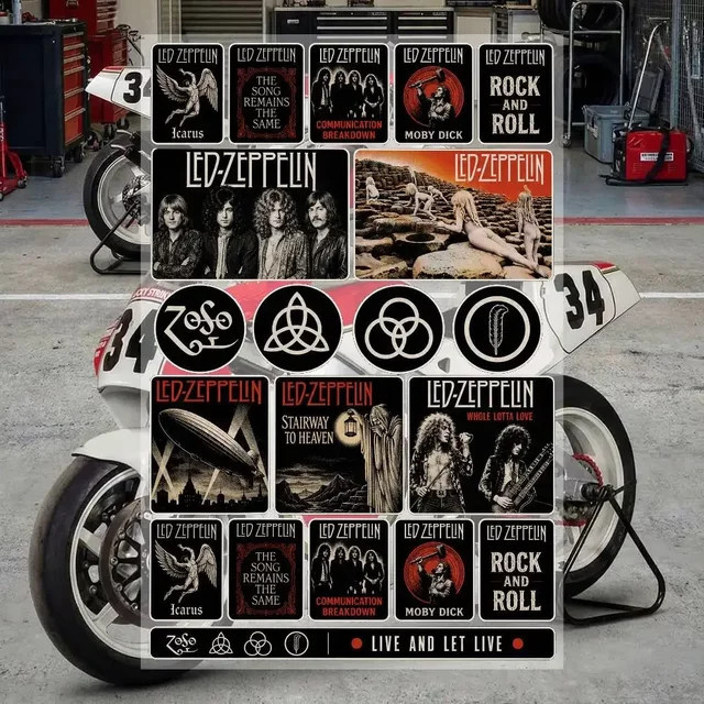 Led Zeppelin Ästhetische Graffiti-Aufkleber aus wasserfestem PVC in Multicolour für Motorrad, Skateboard, Auto, Helm und Notebook, B/H: 20 x 30 cm - Bild 1