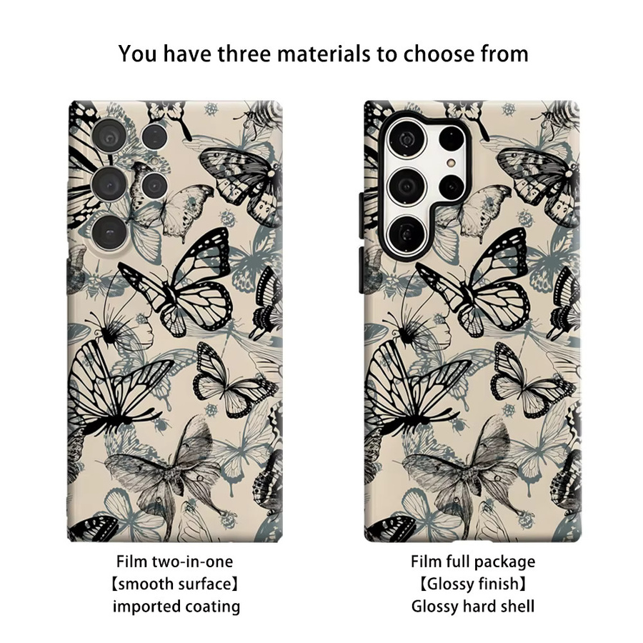 Stoßfeste Handyhülle mit Schmetterling-Skizzen für Samsung Galaxy S26 S25 S24 S23 Ultra Plus mit robuster Doppelschicht-Rückabdeckung - Bild 2