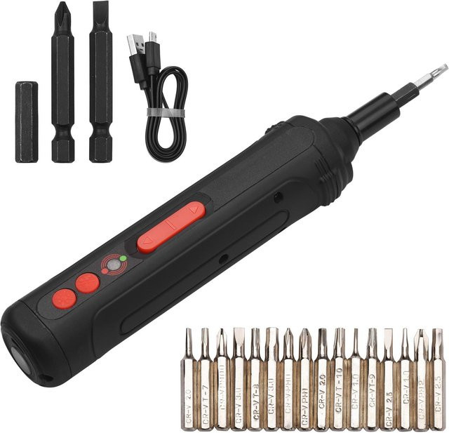 Yuclam 4V Akku-Elektroschrauber-Set mit 1500 mAh Akku in Schwarz - Bild 1