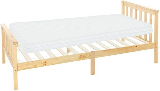 ML-Design Einzelbett aus Kiefernholz mit Lattenrost und Matratze, Farbe Natur/Braun, B/T/H: 90 x 200 x 10 cm - Bild 1