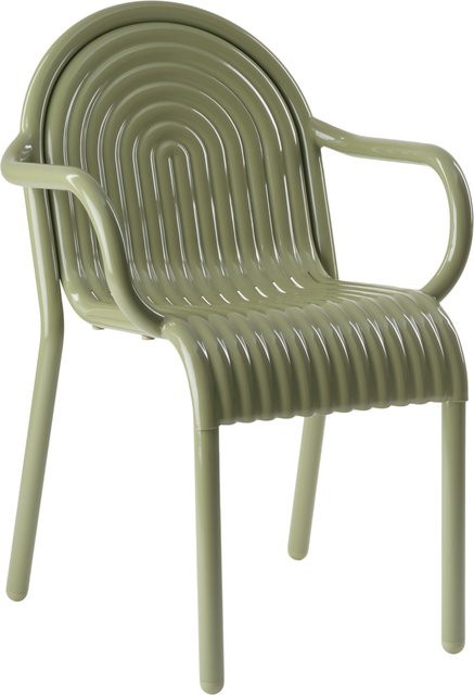Tom Dixon Groove Armlehnstuhl in Grün und Beige aus Metall und Kunststoff mit mattem Finish - Bild 1