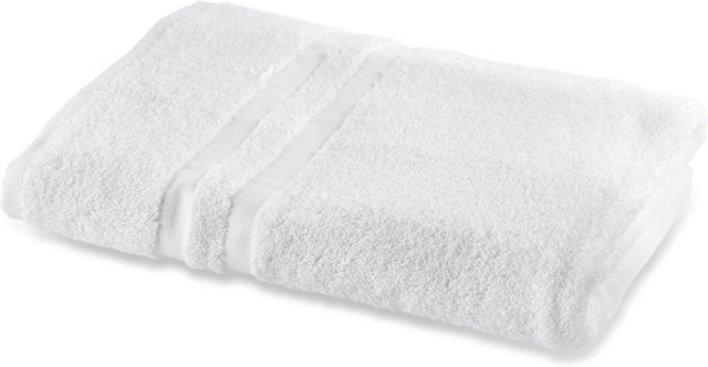 Bertsch Hotelwäsche Duschtuch aus Walkfrottier mit 2-Streifen Bordüre, Weiß, B: 70 cm, L: 140 cm - Bild 1