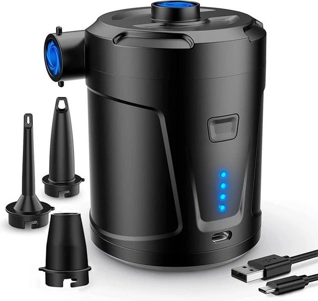 Tragbarer elektrischer Luftkompressor mit 5200mAh Akku, kabellose Luftpumpe und Deflator für Schwimmringe und Luftkissen - Bild 1