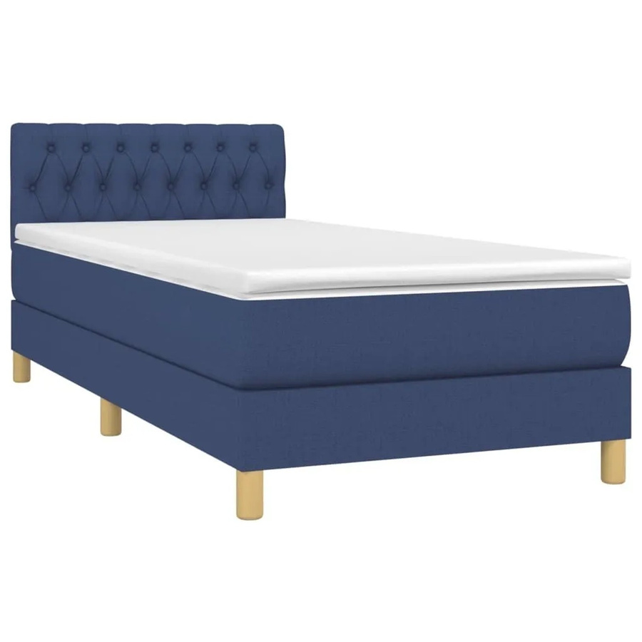 vidaXL Boxspringbett Hybrid mit Matratze und LED-Beleuchtung in Blau und Weiß, B/T/H: 100 x 200 x 78 cm - Bild 2