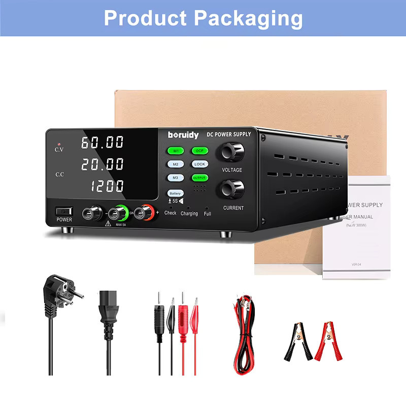 Boruidy Labor-Gleichstromversorgung Schwarz, variabel 15V-60V 20A-30A, hochpräzises Schaltnetzteil für Lithium-Batterie-Ladetests und Batterieaktivierung mit OCP, M1-M3 - Bild 8