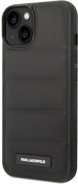 Karl Lagerfeld Handyhülle für Apple iPhone 14 Plus, Quilted Puffy Metal Logo, Schwarz - Bild 1