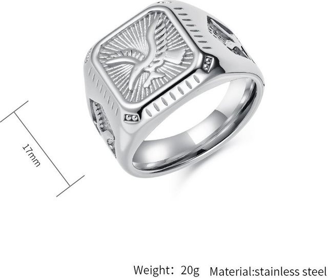 Adlerkopf Ring Edelstahl, Schwarz, Herren - Bild 1
