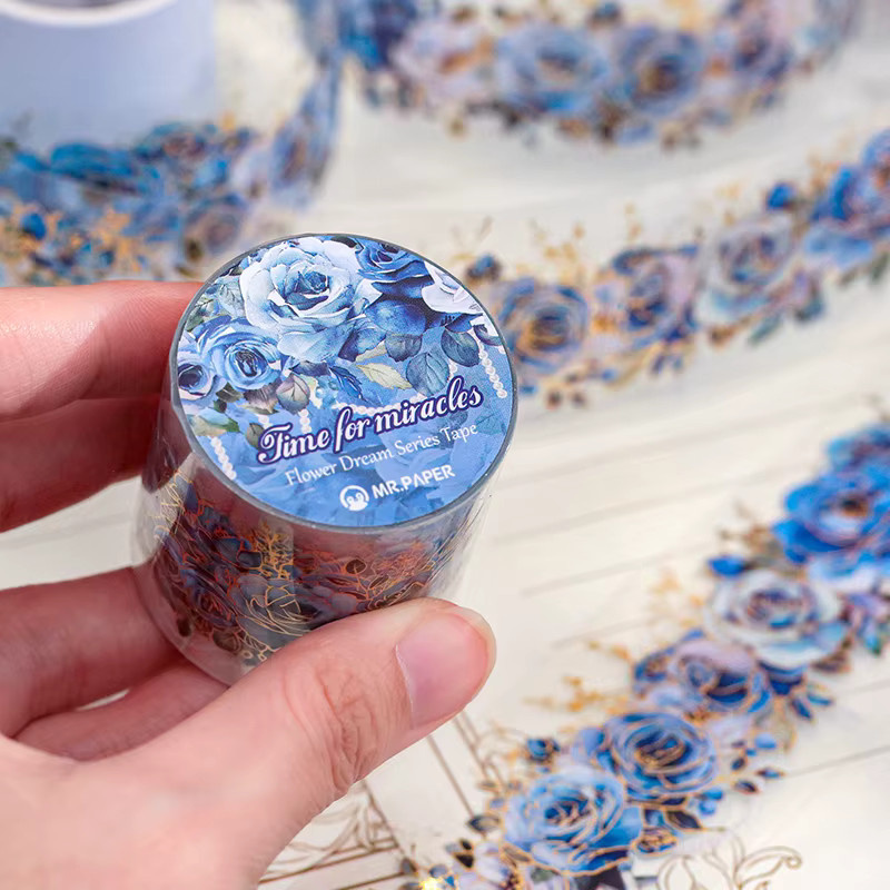 PET-Heißprägeband mit Rosenblüten-Design für DIY-Dekorationen und Collagen, 2 m Länge, Mehrfarbig - Bild 2