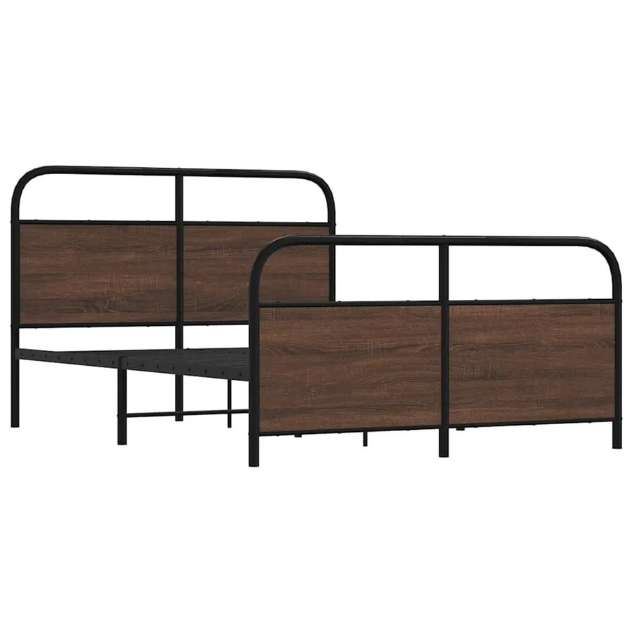 vidaXL Metallbett in Eiche Braun ohne Matratze, B/T/H: 140 x 190 cm - Bild 2