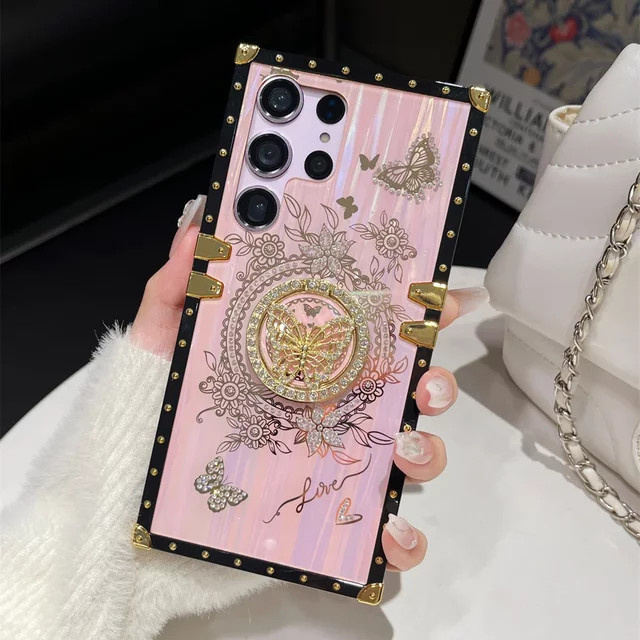 Glitzer Aurora Handyhülle mit Ring für Samsung Galaxy S24 Ultra S23 S22 S21 Plus A73 A54 A53 A52 A34 A33 A32 A22 A14 in Multicolour, Weiss und Pink - Bild 1