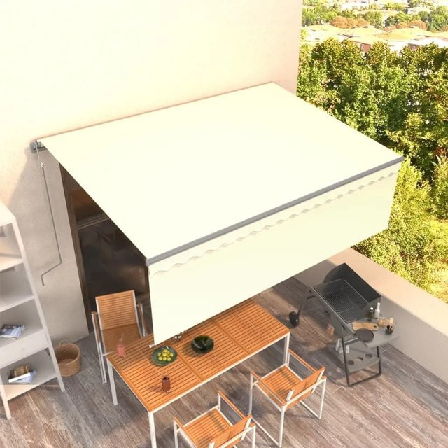 Furnicato Automatische Markise mit Volant aus Polyestergewebe in Creme, B x H: 4 x 3 m - Bild 1