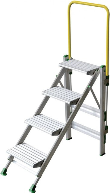 Facal Klapptreppe Plio Aluminium mit 4 Stufen und Sicherheitsbügel in Silber - Bild 1