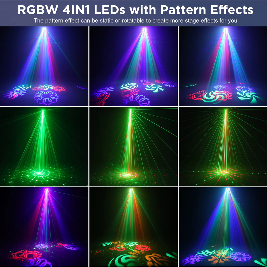 Yiflamefly RGBWY 5in1 Effekt-DJ-Bühnenbeleuchtung mit drehbarem LED-Muster und DMX-Laserfunktion für Bar, KTV und Nachtclub in den Farben Rot, Grün, Blau, Gelb, Weiß und Schwarz - Bild 3