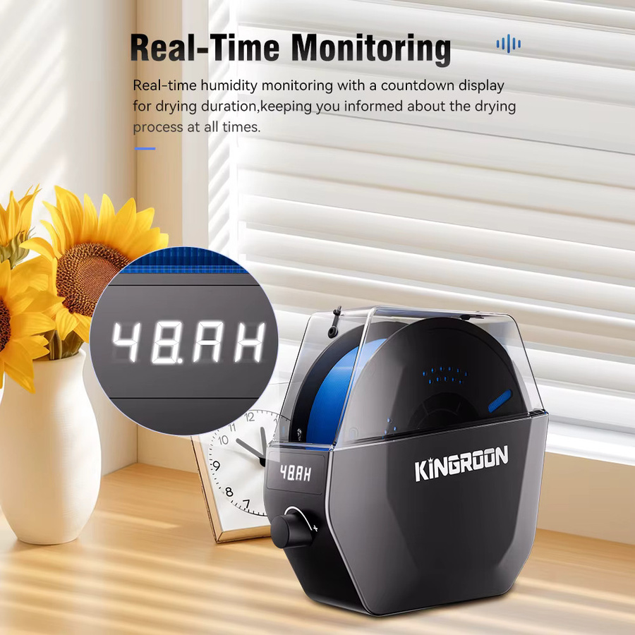KINGROON KR01 Filament-Trocknerbox in Schwarz für 1,75mm Filament wie PLA PETG TPU ABS ASA mit 360° Heißluft-Heizung - Bild 6