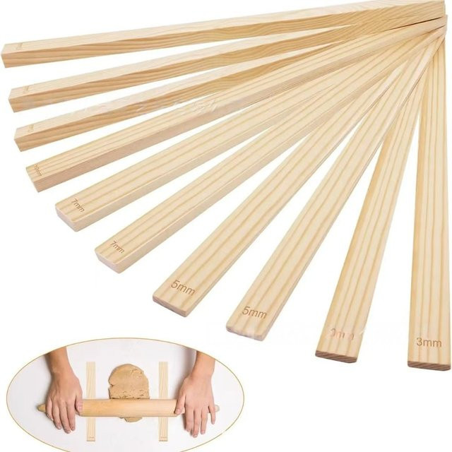 10er Set Keramik-Ton-Bord-Guide aus Holz in Beige für das Schneiden von Ton und Holz, Durchmesser: 3 mm, 5 mm, 7 mm, 10 mm und 12 mm - Bild 1