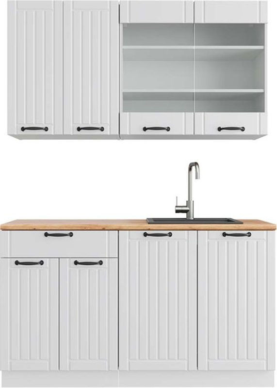 Vicco Singleküche Fame-line Küchenzeile im Landhausstil, Weiß und Eiche Natur, Breite: 140 cm - Bild 1