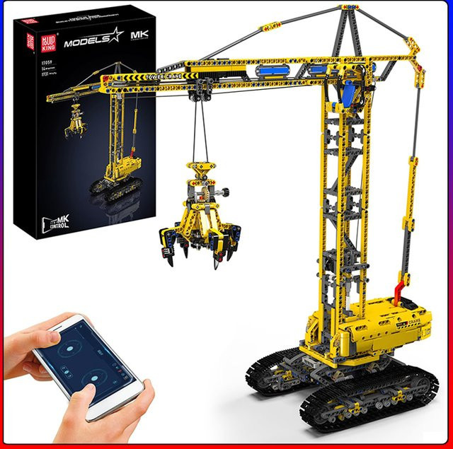 Mould King 17059 Technisches LKW-Spielzeug, APP- und RC-Raupenkran-Modell, ab 14 Jahren - Bild 1