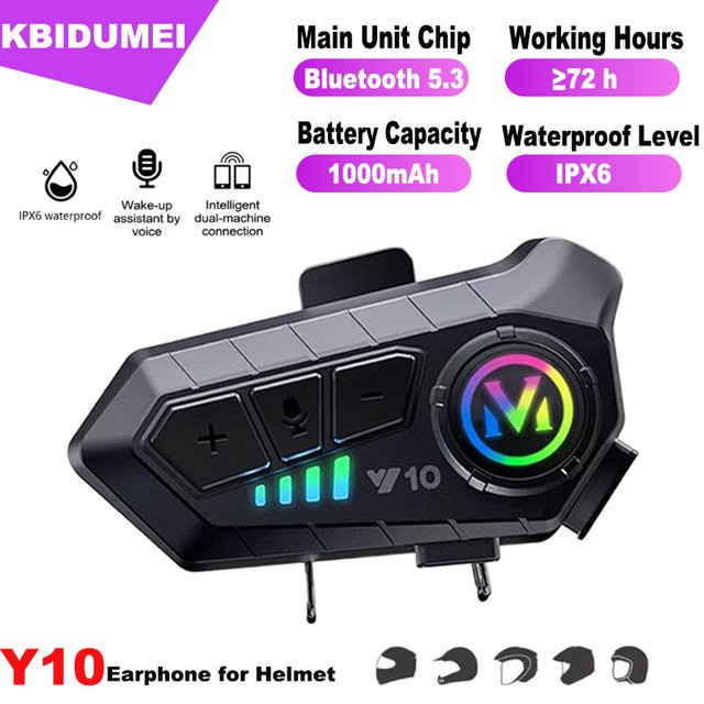 Kebidumei Bluetooth Motorradhelm-Headset in Schwarz mit Geräuschunterdrückung und IPX6 Wasserdichtigkeit - Bild 1